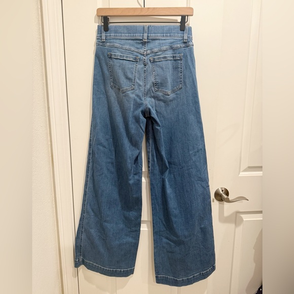 SPANX Seamed Front Wide Leg Jeans in Vintage Indigo Flare Pull On size Small - Picture 6 of 11